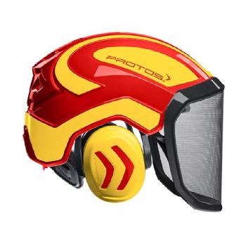 Pfanner Protos Arborist Helmet - Neon Yellow/Red